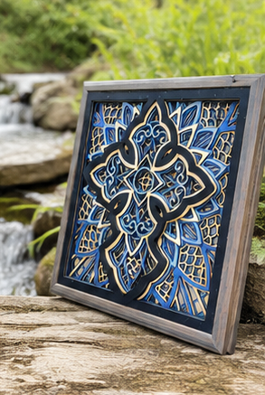 Steadfast Grace Layered Wooden Cross Wall Art | Christian Home Décor | Shades of Blue