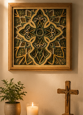 Steadfast Grace Layered Wooden Cross Wall Art | Christian Home Décor | Sage Green & Silver