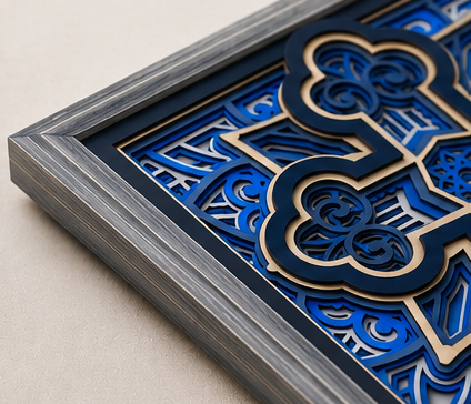 Cathedral Layered Wooden Cross Wall Art – Framed Christian Home Decor | Shades of Blue