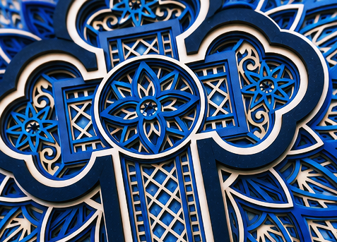 Cross of Reverence Layered Wooden Cross Wall Art | Christian Home Décor | Shades of Blue