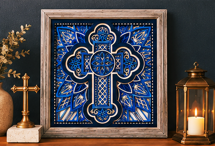 Cross of Reverence Layered Wooden Cross Wall Art | Christian Home Décor | Shades of Blue