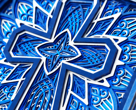 The Covenant Cross | Layered Wood Artwork | Shades of Blue