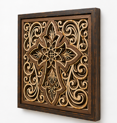 Grace Everlasting | Layered Wooden Cross Wall Art | Handcrafted Christian Home Décor | Version #3