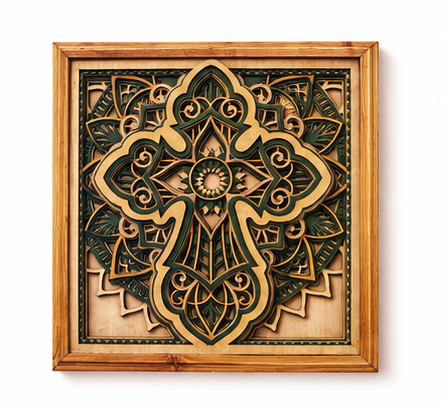 Rooted in Faith | Layered Wooden Cross Wall Art | Handcrafted Christian Home Décor | Sage Green & Silver