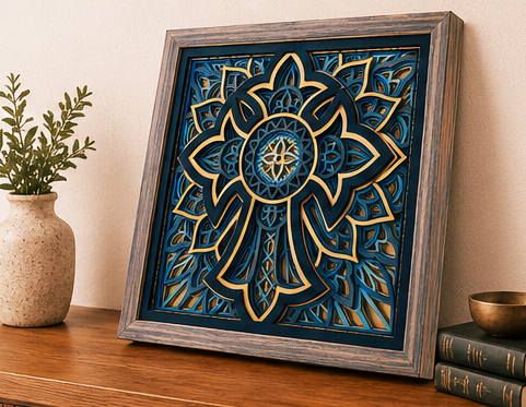 Light of Redemption | Layered Wooden Cross Wall Art | Handcrafted Christian Home Décor | Shades of Blue