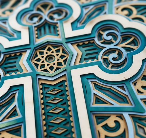 Cathedral Layered Wooden Cross Wall Art – Framed Christian Home Decor | Sage Green & Silver