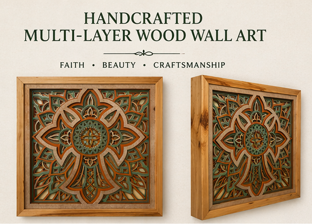 Light of Redemption | Layered Wooden Cross Wall Art | Handcrafted Christian Home Décor | Version #3