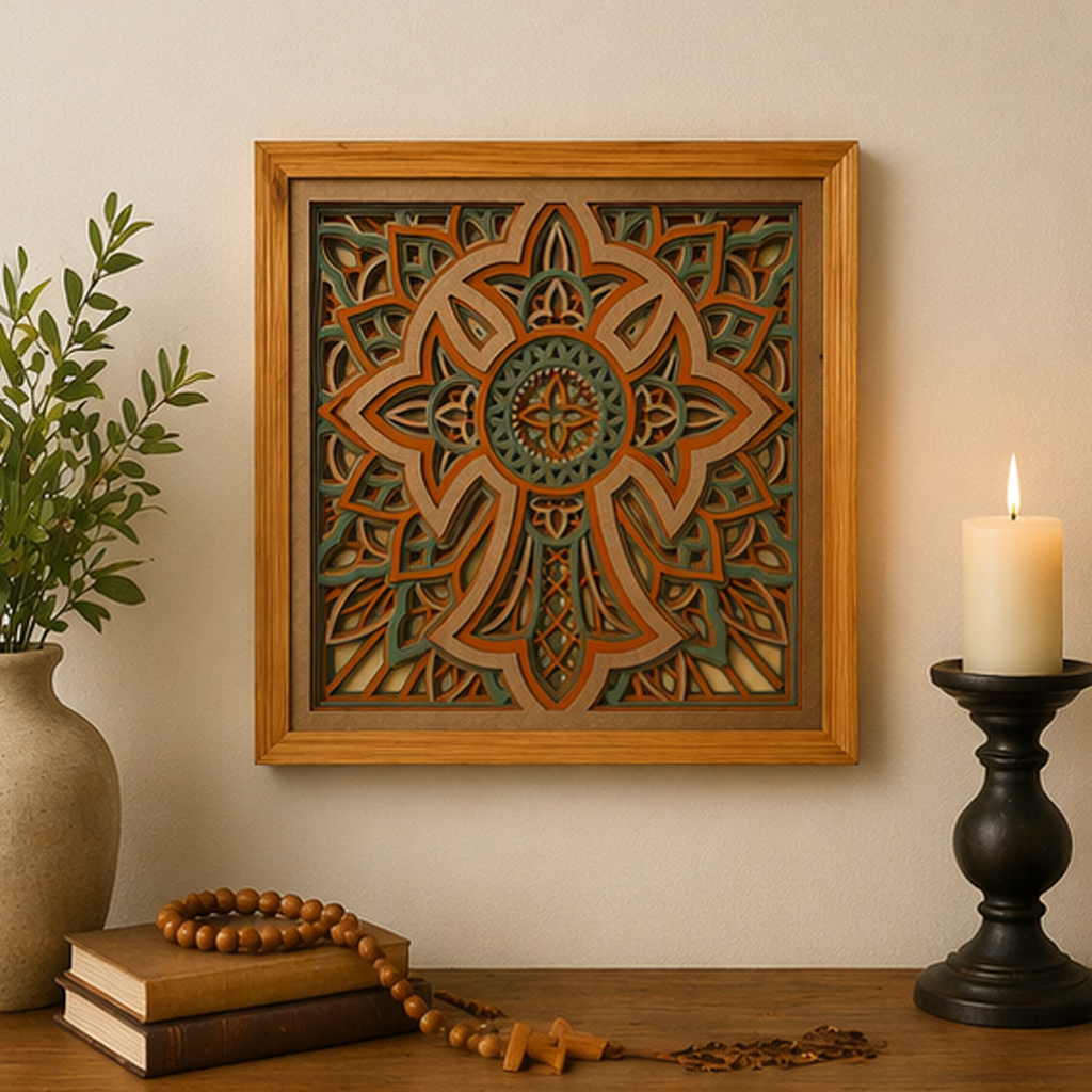 Light of Redemption | Layered Wooden Cross Wall Art | Handcrafted Christian Home Décor | Version #3