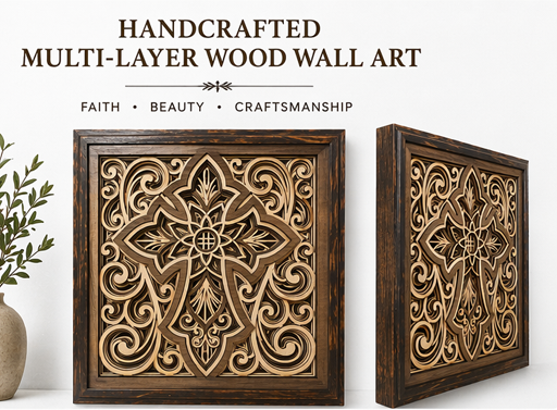 Grace Everlasting | Layered Wooden Cross Wall Art | Handcrafted Christian Home Décor | Version #3